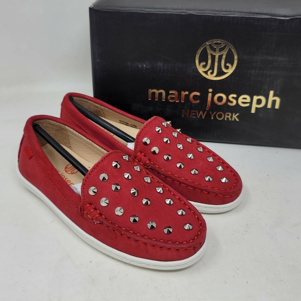 Marc Joseph Girls Loafers Size 11.5 M Red Louisville Slip On Studded New York